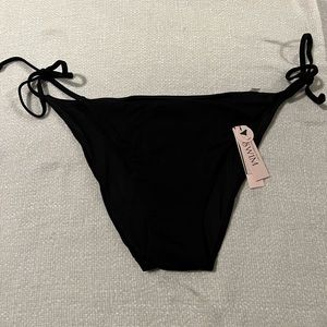 Victoria secret swim cheeky string bikini bottom black size L. New with tags.